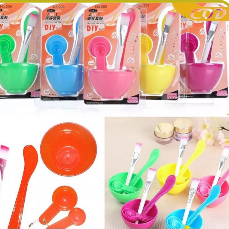 Mangkok Masker Wajah Set 4 in 1 Termurah / MANGKOK PERALATAN RACIK MASKER LENGKAP MURAH