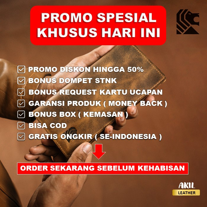 Dompet Panjang Kulit Pria Branded Reven Prabu Leather Wallet Bahan 100% Kulit Sapi Asli Original Premium Cowok Keren Terbaru