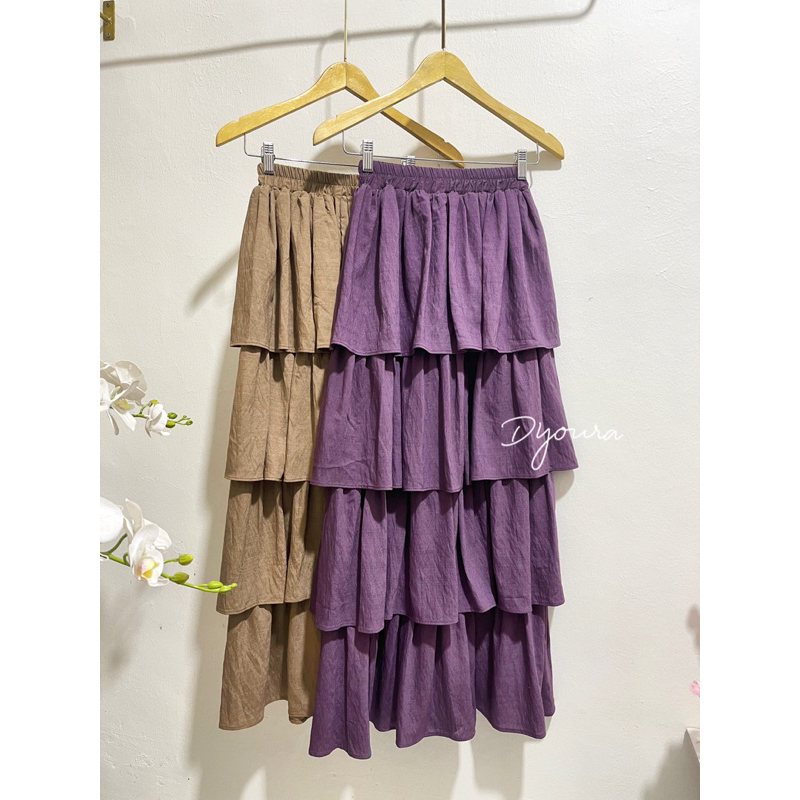 Rok Bervin / rok zara bella import / Rok Susun 4 Import / Rok umpak IMPORT BKK / TATAOS BANGKOK MJS FENNY LONG SKIRT PLISKET SUSUN ROK OMBAK 4 SUSUN PANJANG RUMBAI KOREAN STYLE