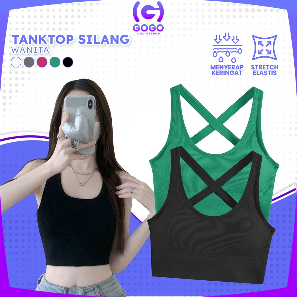 GOGO-P308 Tank Top Bra Wanita BH Sport Olahraga Tanpa Kawat / Tengtop Korea dengan Busa Crop Top Fashion Korean