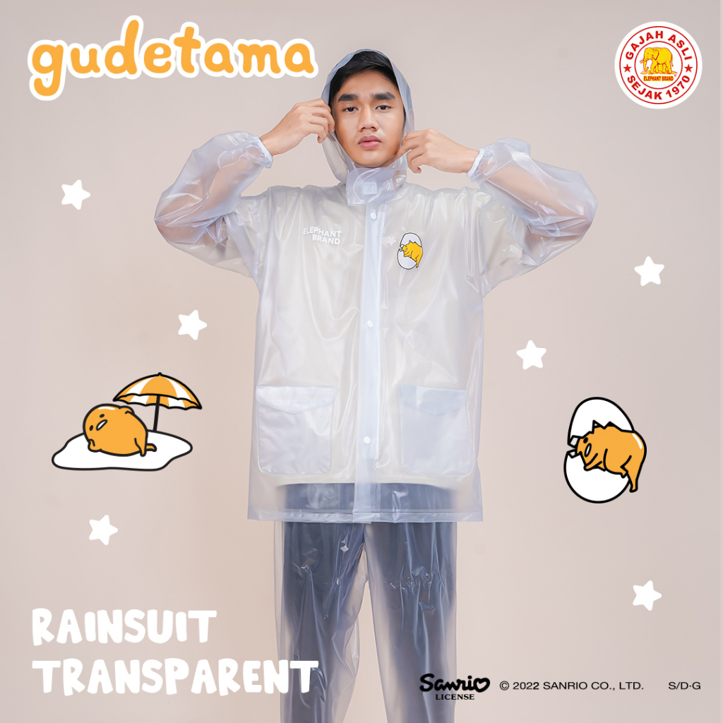 Jas Hujan Setelan Jaket + Celana GUDETAMA - Elephant Brand - Sanrio License