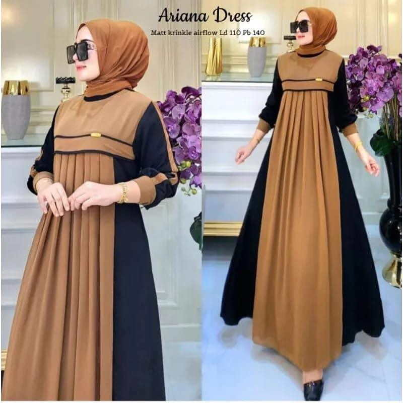 GAMIS WANITA ADRIANA DRESS BAHAN CRINKLE AIRFLOW MOTIF POLOS UKURAN M L XL XXL LD 100 - 120 CM PJ 140 PT 55 CM GAMIS WANITA TERBARU 2023 KEKINIAN DRESS CRINKLE PREMIUM MAXY DRESS JUMBO PAKAIAN MUSLIM WANITA MODERN