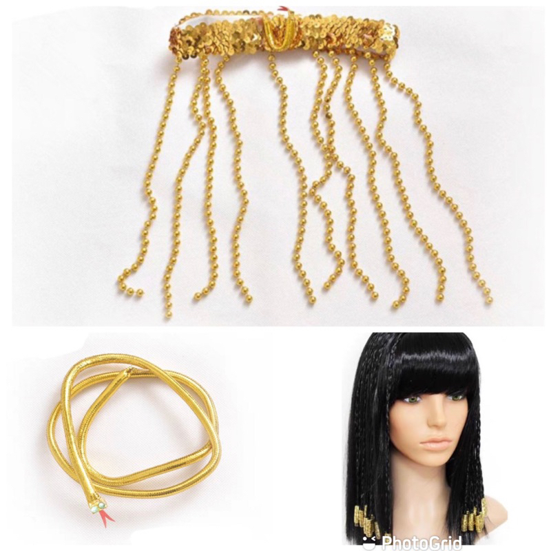 asesories rambut ratu mesir | egypt cleopatra costume wig hair accessory snake bracelet pops