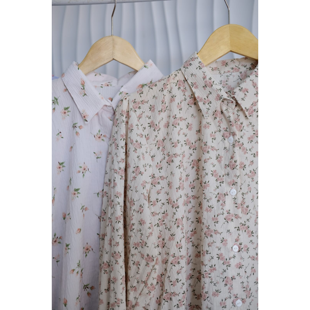 Kemeja Lady Crush Motif Pattern Oversize Jumbo - Kemeja Crinkle Lady Crush Motif Kemeja Blouse wanita Lady Crush / Kemeja Style Korea