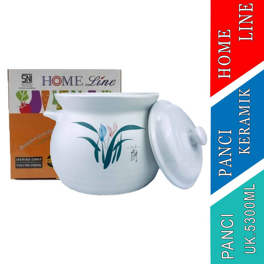 Panci Warna putih- Home Line- Panci keramik- 5300 ml