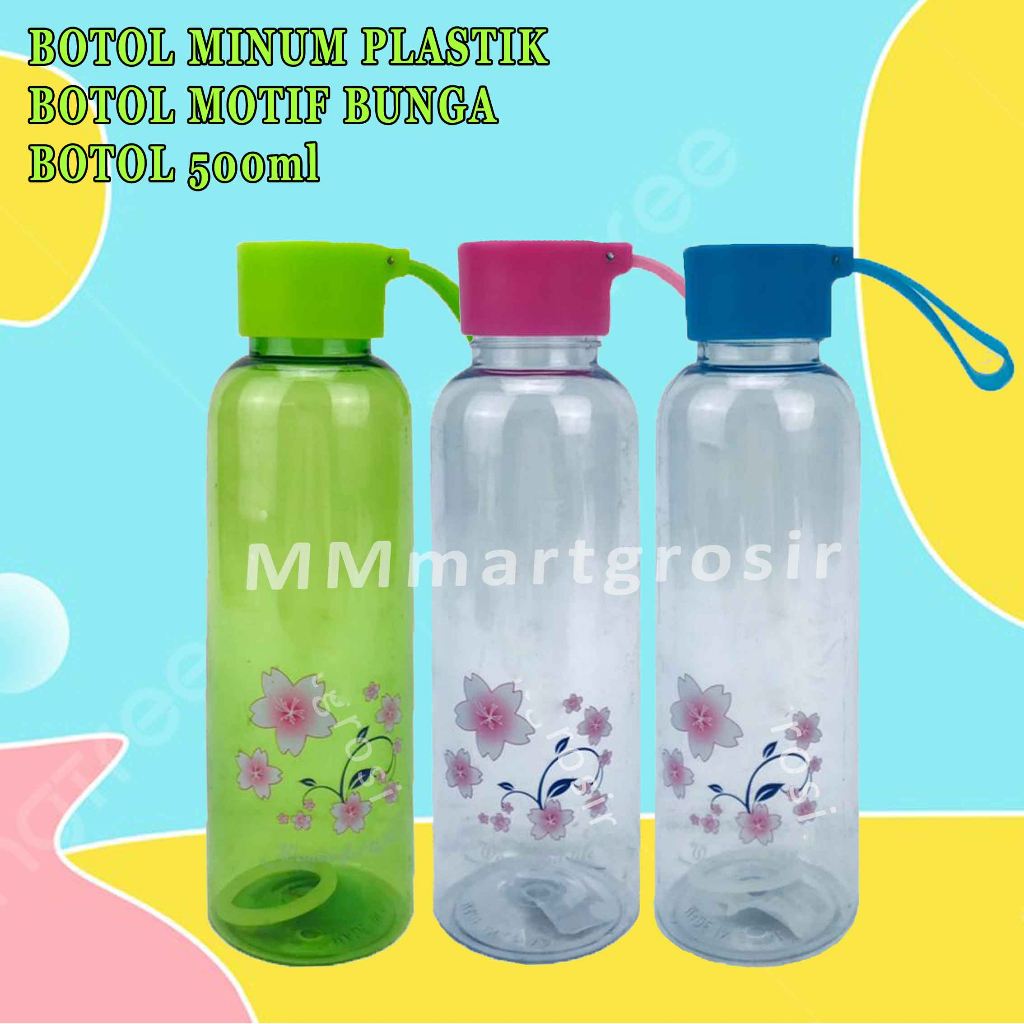 Botol Minum / Botol Plastik / Motif Bunga / 500ml / LY- 2213-3