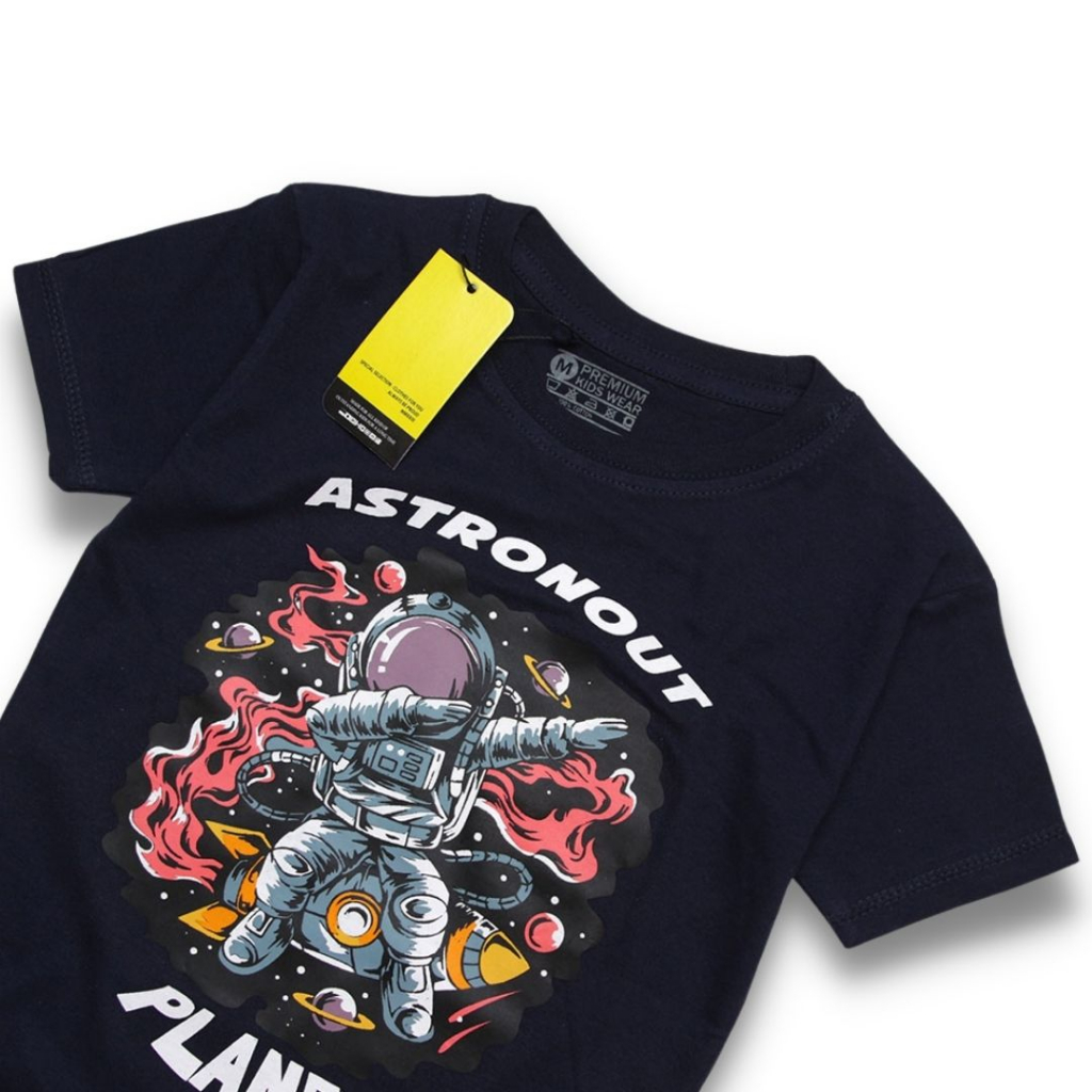 RGKIDS Kaos Distro Anak Laki-laki Pesawat Luar Angkasa Baju Lengan Pendek Cowok ASTRONOUT NAVY threepoint goverti