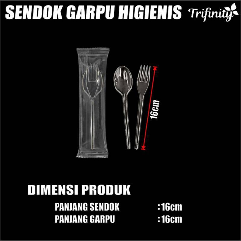 Sendok Garpu Plastik Tisu Tusuk Gigi Higienis Steril Set Bening Hitam Putih Per Dus Trifinity Gjk