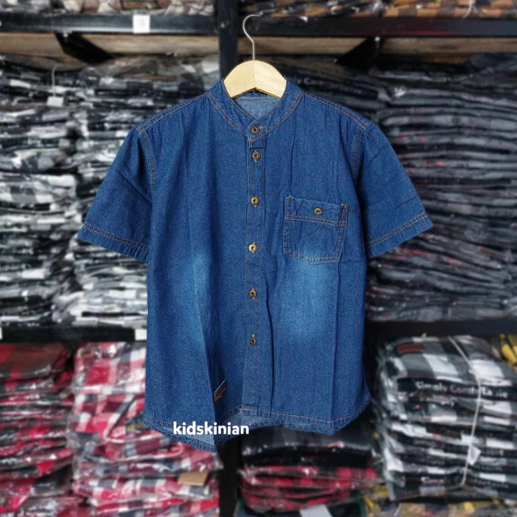 Baju Jeans Anak Denim Pakaian baju hem atasan usia umur  2 3 4 5 6 7 8 9 10 11 tahun fashion import cowok cewek