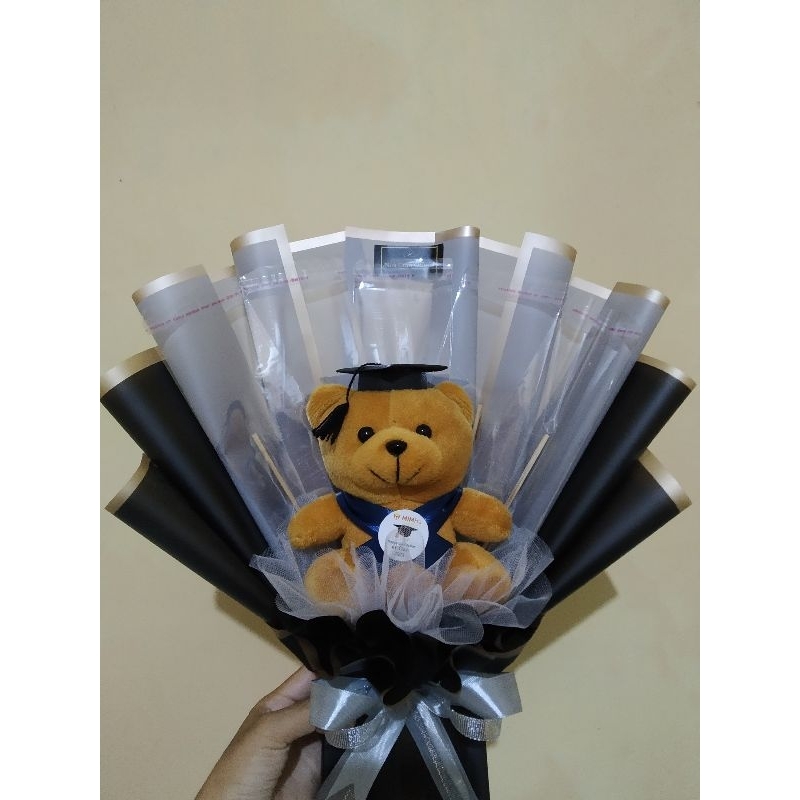 Kombinasi Buket Boneka Wisuda & Kerangka Uang 5 Lembar