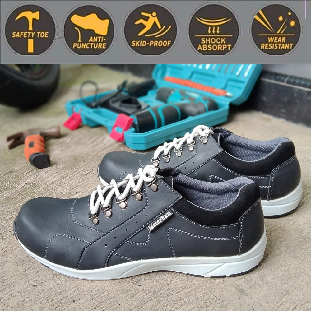 Sepatu Safety sneakers Sport Pria Sepatu Septi Model Casual Ujung Besi Anti Tusukan