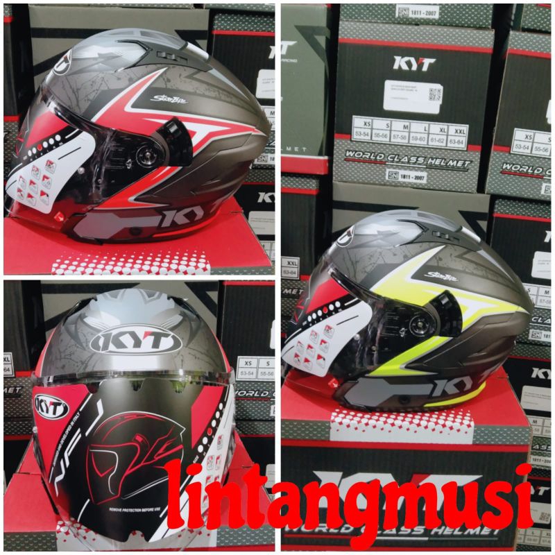 KYT NFJ  Attitude matt Anthracite Red/ yellow original KYT