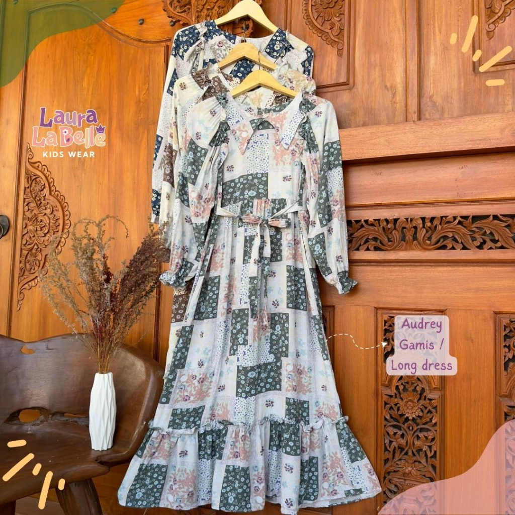 Laurakidshop Gamis Audrey Rayon Twill Motif 7 tahun - Remaja