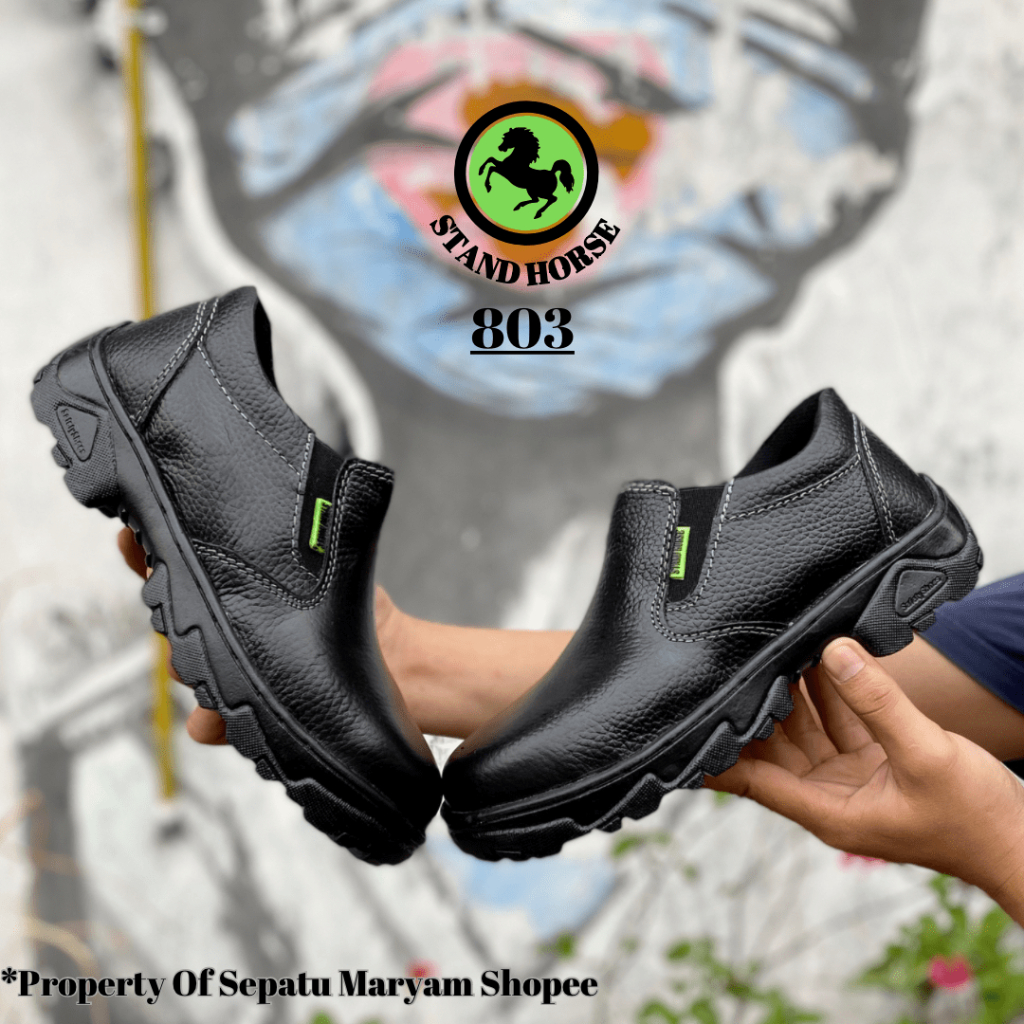 Sepatu Safety Slip On Casual Kulit Asli Safety Shoes Low Boots Ujung Besi Sepatu Septy Septi Ori SNI