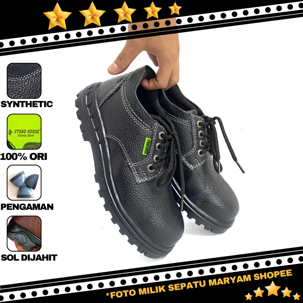 Sepatu Safety Tali Pendek Pria Ujung Besi Safety Boots Murah Sepatu Kerja Pabrik Proyek Chef COD