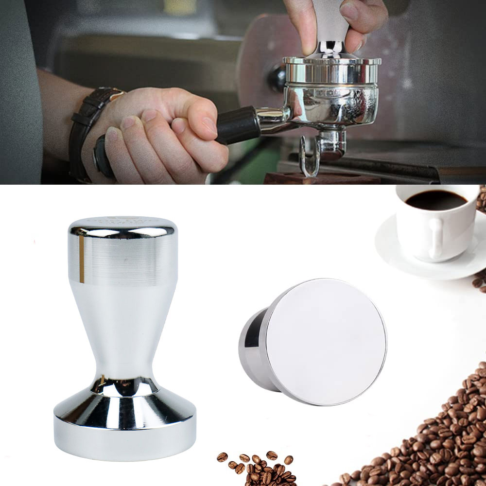 OneTwoCups Tamper Kopi Espresso Flat Stainless Steel Chrome Plated 51mm - SS51 - Silver