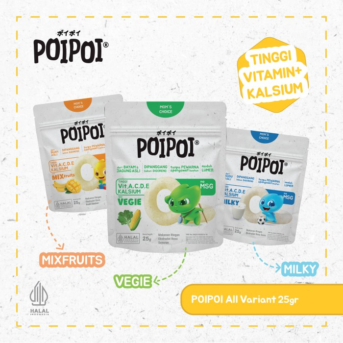 Poipoi Snack Baby Vegie - Milky - Mixed Fruit - Snack Jajanan Cemilan Bayi dan Anak