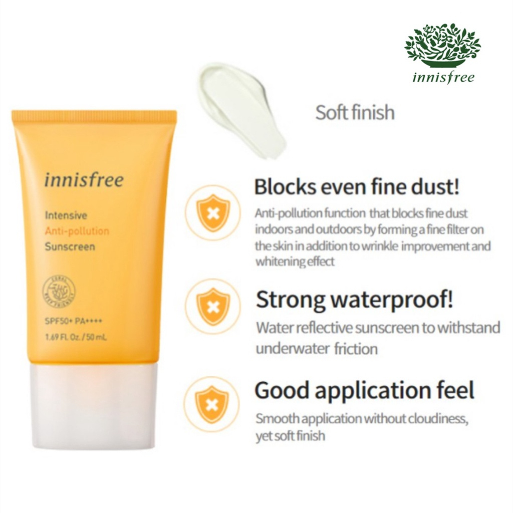 Innisfree Intensive Triple Shield Sunscreen | Tone Up No Sebum Sunscreen SPF50+ PA+++50ml Sunblock Cream