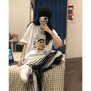 T Shirt Korean Style Crayon Shin-chan Kaos Oversize Baju Wanita Kekinian Fashion