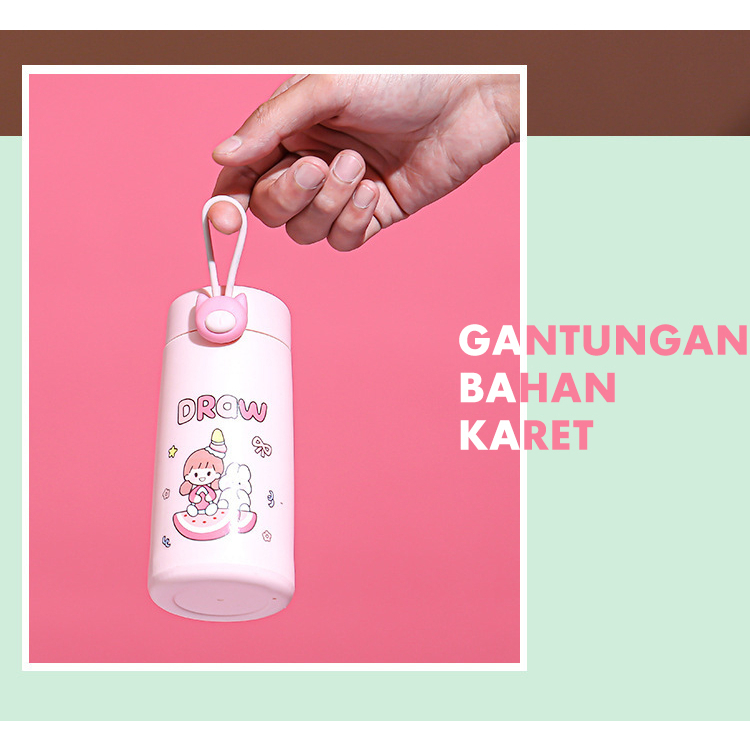 Botol Minum kaca Nice Day 300ML | Botol Thermos Mini | Botol Minum Kaca Lucu | BPA FREE