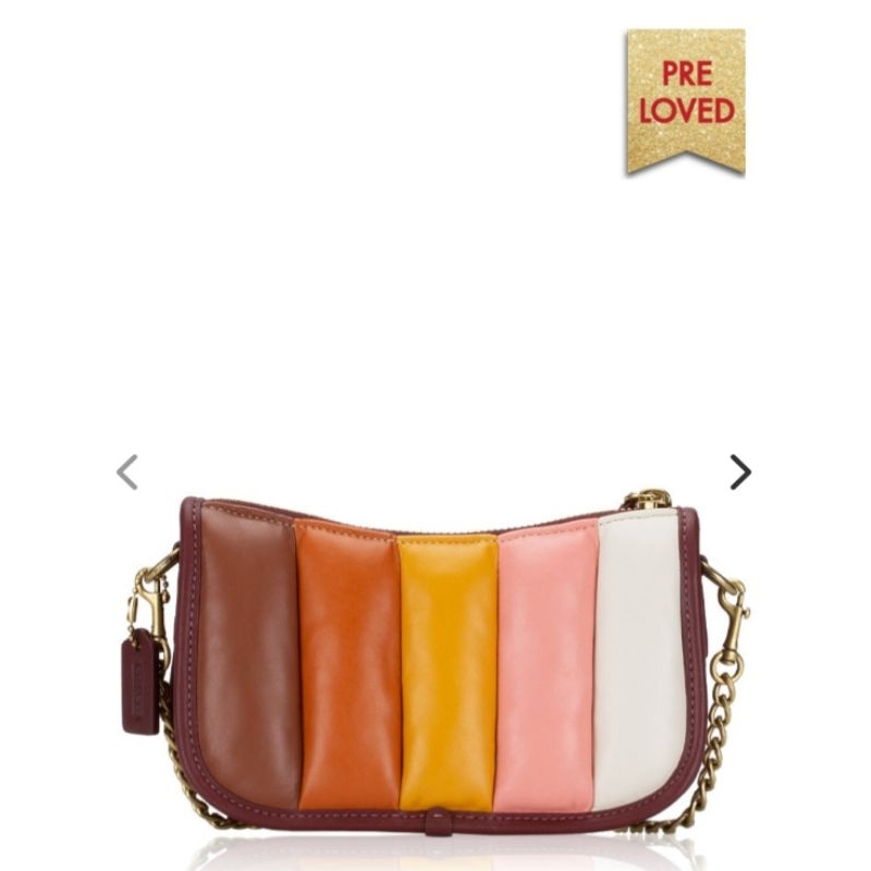 PRELOVE    COACH ORIGINAL C3490 Quilting Swinger 20 Leather Chain Bag Wine Multi ( Rare )