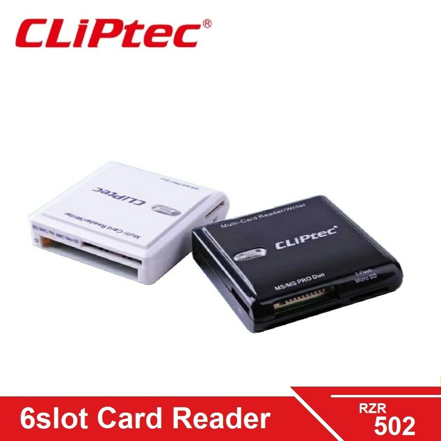 Card Reader CLIPTEC RZR502 USB 2.0 SDHC SHXC 6 Slot - CLIPtec RZR 502