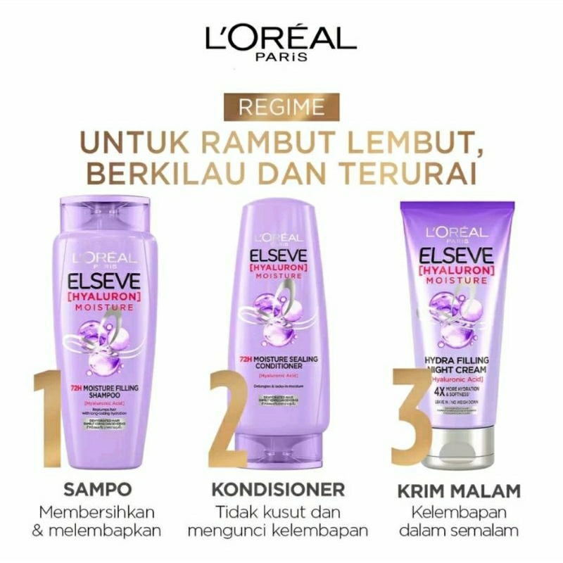 L'oreal Hyaluron Moisture Shampoo dan Conditioner 280ml - Loreal