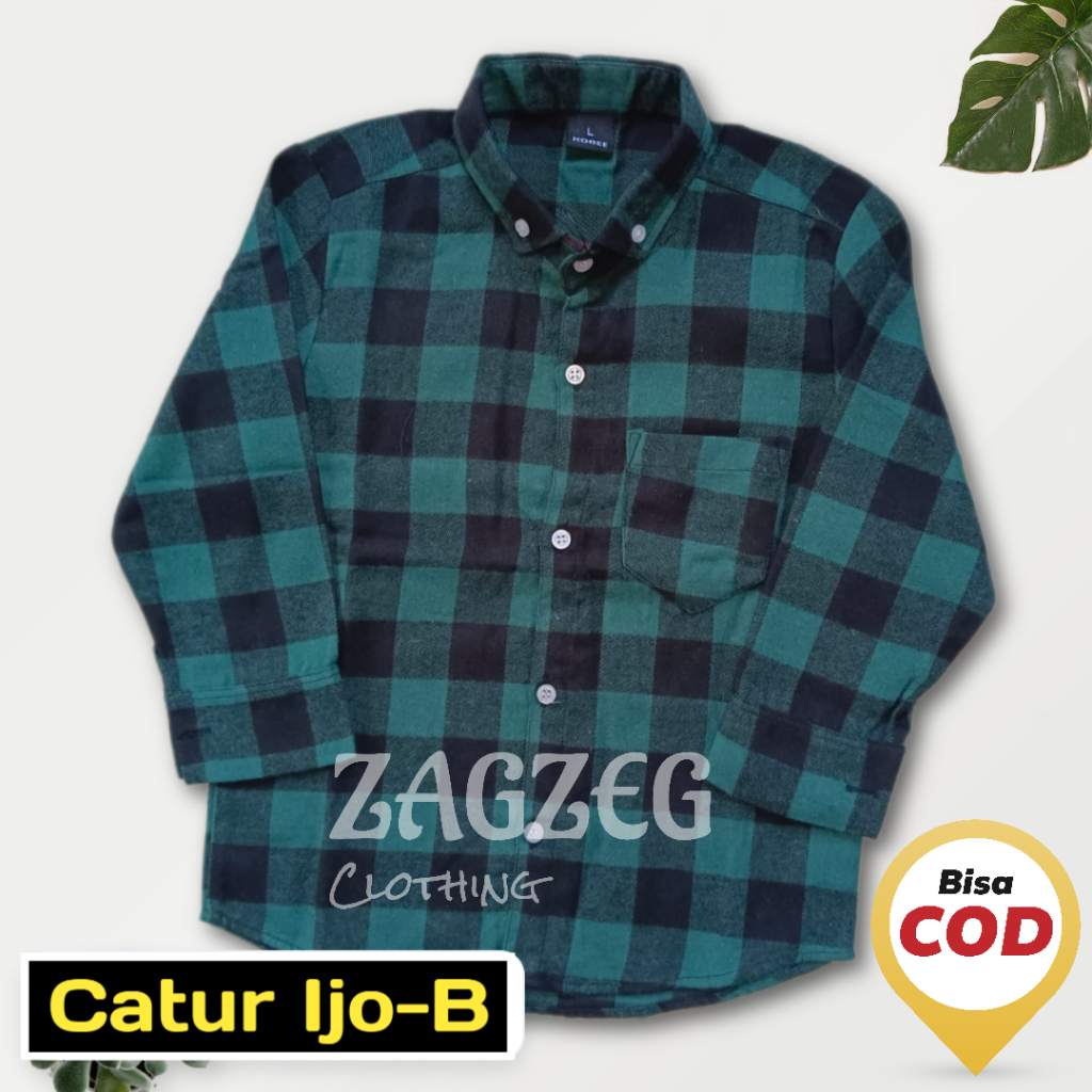 Zagzeg Clothing Kemeja Anak Lengan Panjang Flanel Flannel Kotak Kotak Laki Laki Cowok Usia Umur 7 8 9 10 11 12 tahun Bisa Couple