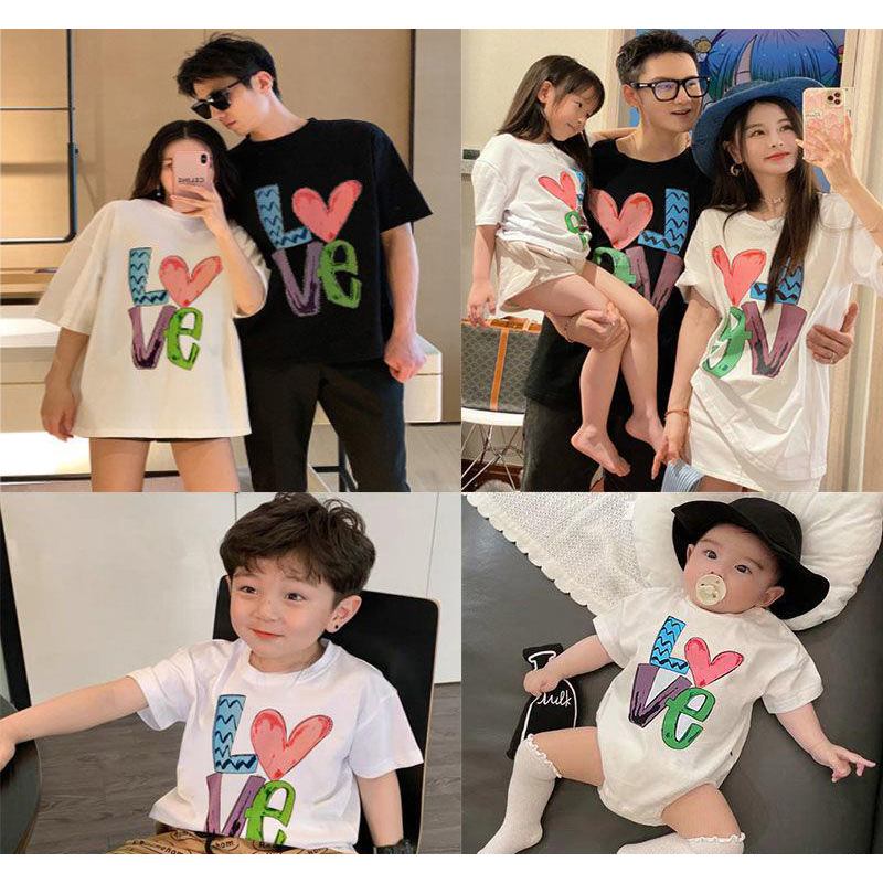 kaos gambar love FAM ARTISTIC kaplean ibu ayah anak baju seragam keluarga oblong lengan pendek termu