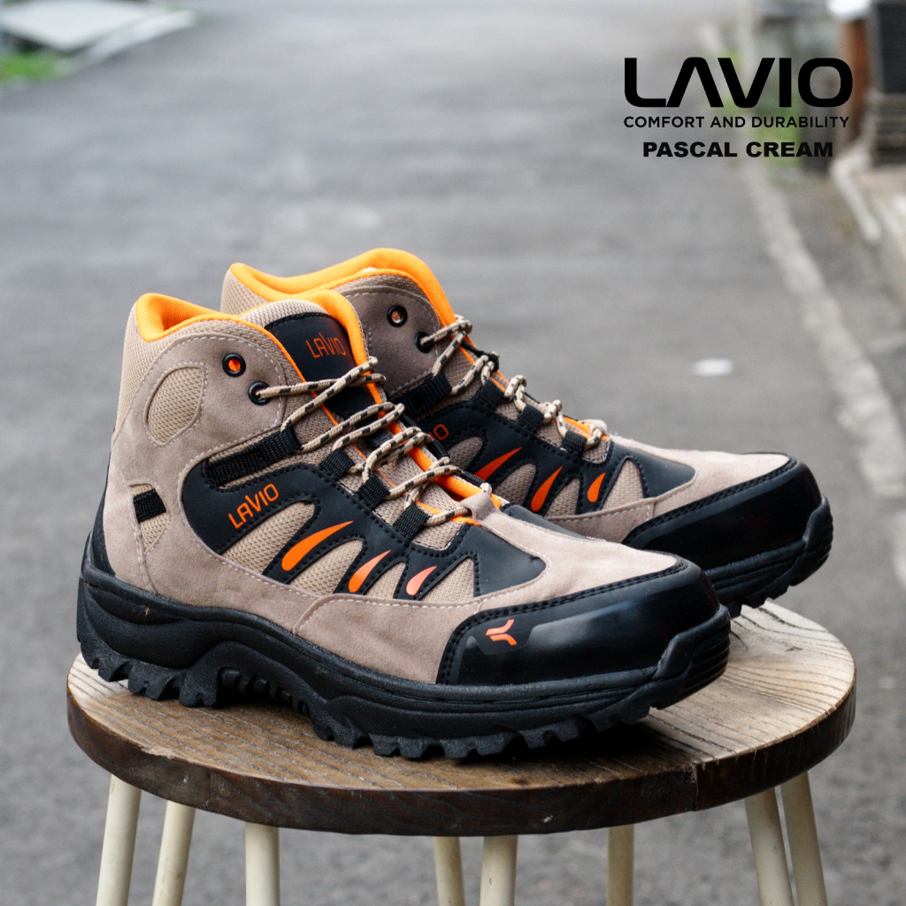 Lavio Sepatu Safety Proyek bangunan Kitchen Jalan Kuat Garansi Original Boots Hitam Original Viora Pascal Ujung Besi Kulit Asli