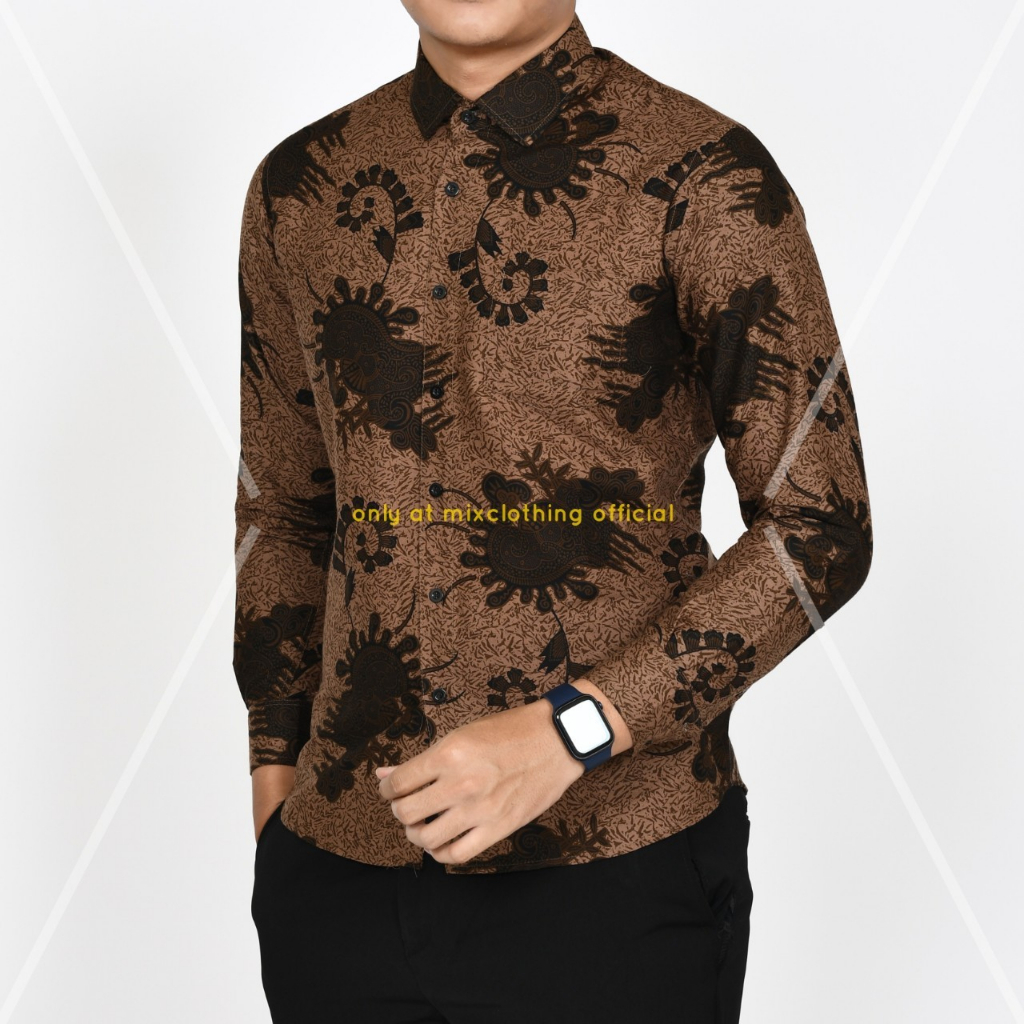 Baju Batik Pria Slimfit Kemeja Lengan Panjang Slim Premium Kode 2106