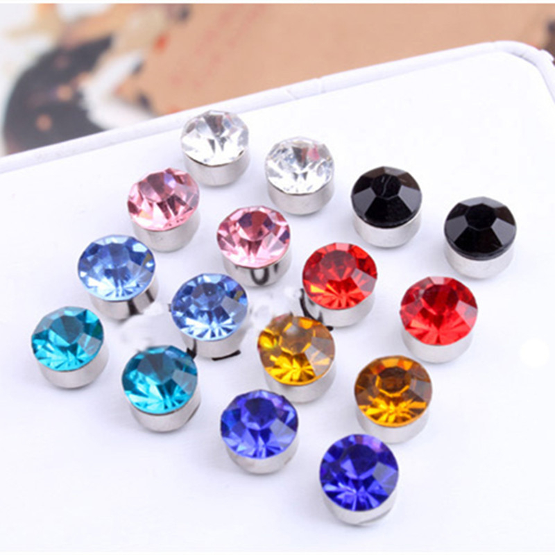 Anting Earrings Korea Aksesoris Fashion Mini Pria Magnetik Wanita Anting-Anting Berlian anting jepit impor warna solid