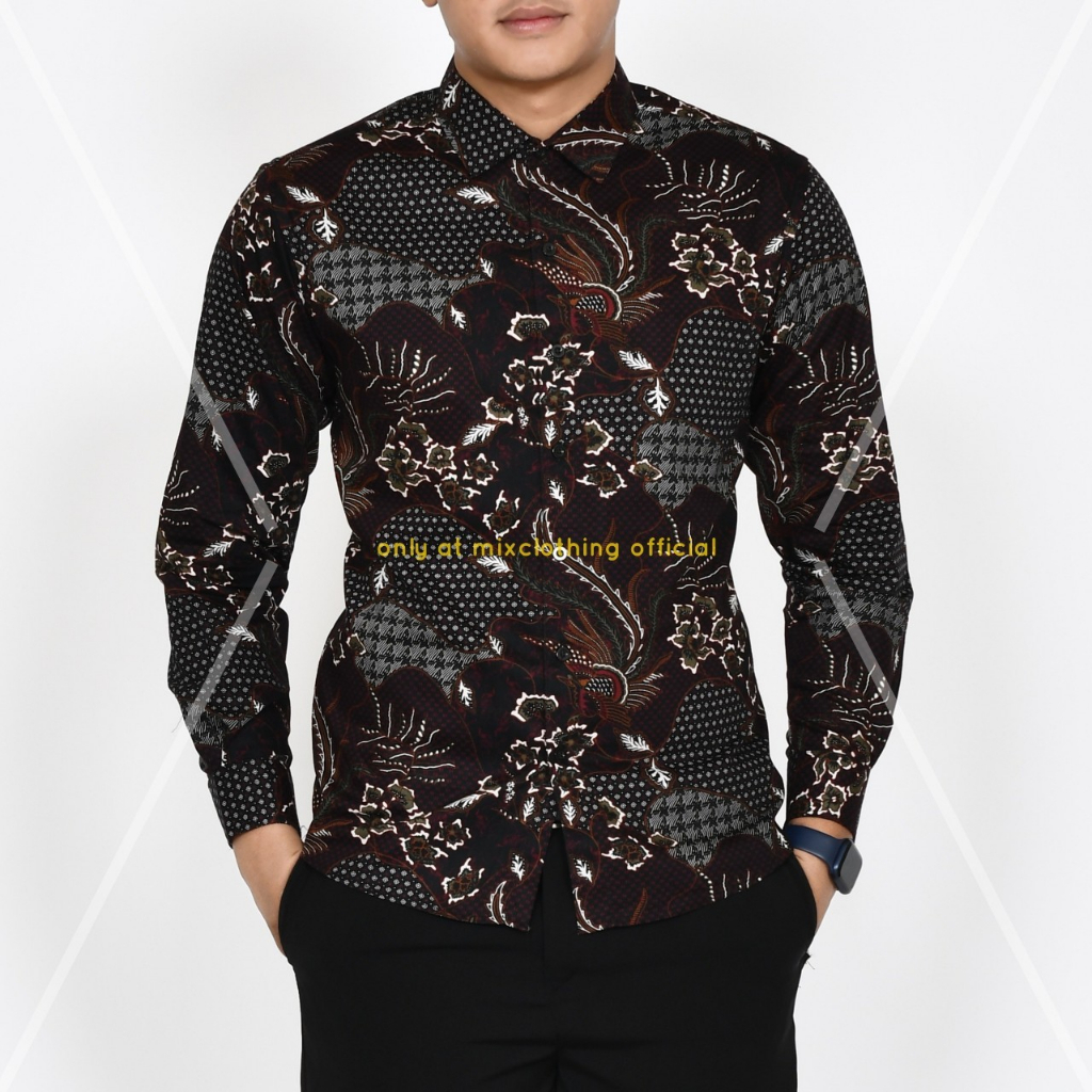 Baju Batik Pria Slimfit Kemeja Lengan Panjang Slim Premium Kode 1955