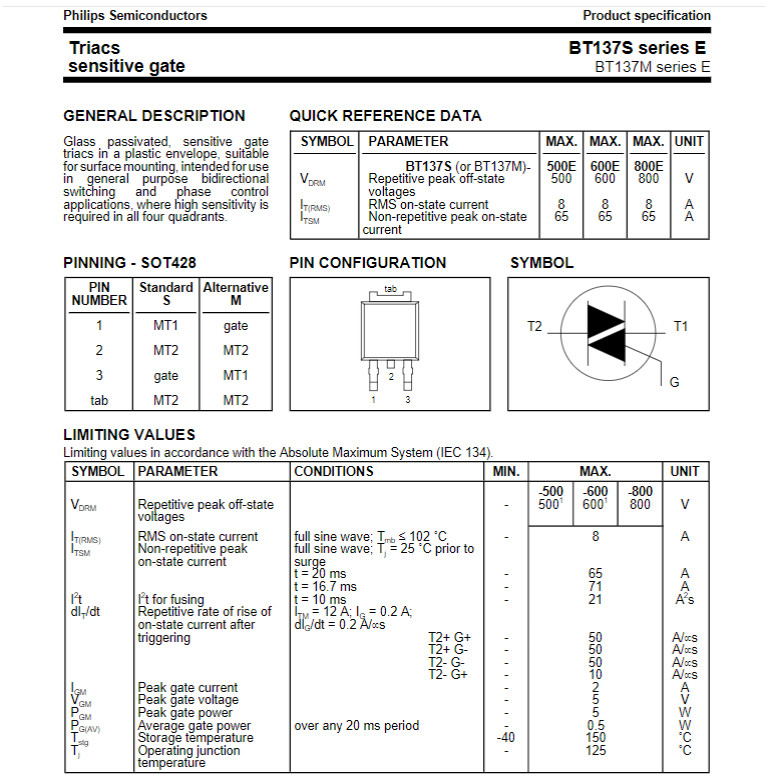 BT137S 600E Asli 8A 600V BT137 SMD Triac Pengatur/Dimmer Lampu/Dinamo