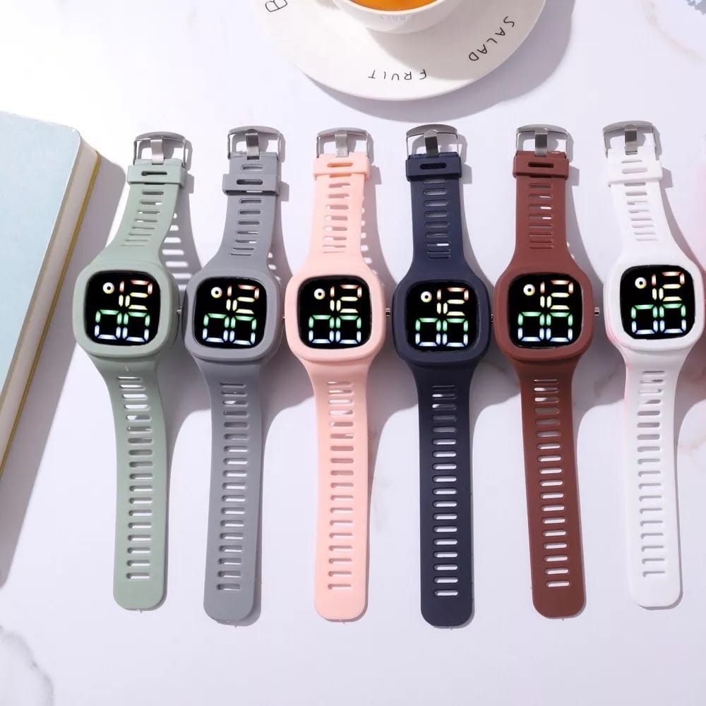 JAM Tangan Digital Jam tangan simple warna soft Jam Tangan cantik