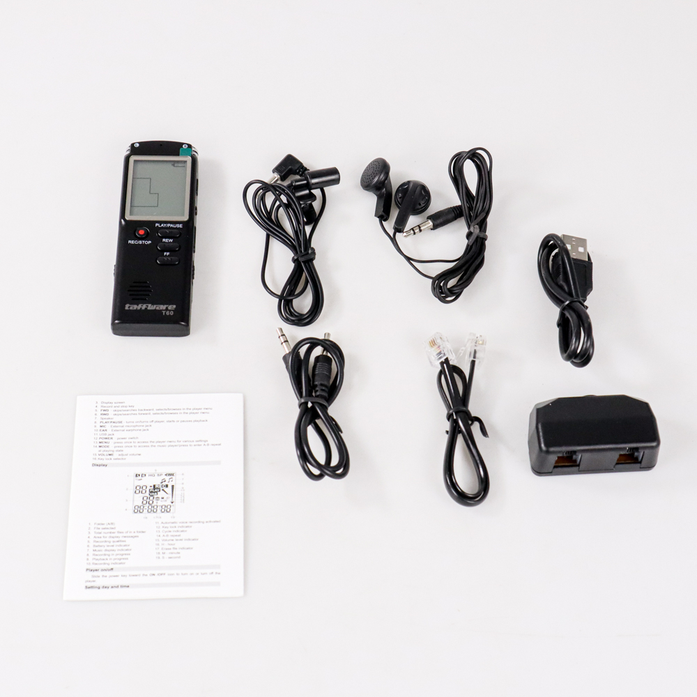 Taffware Perekam Suara Digital Voice Recorder 8GB - T60 - Black