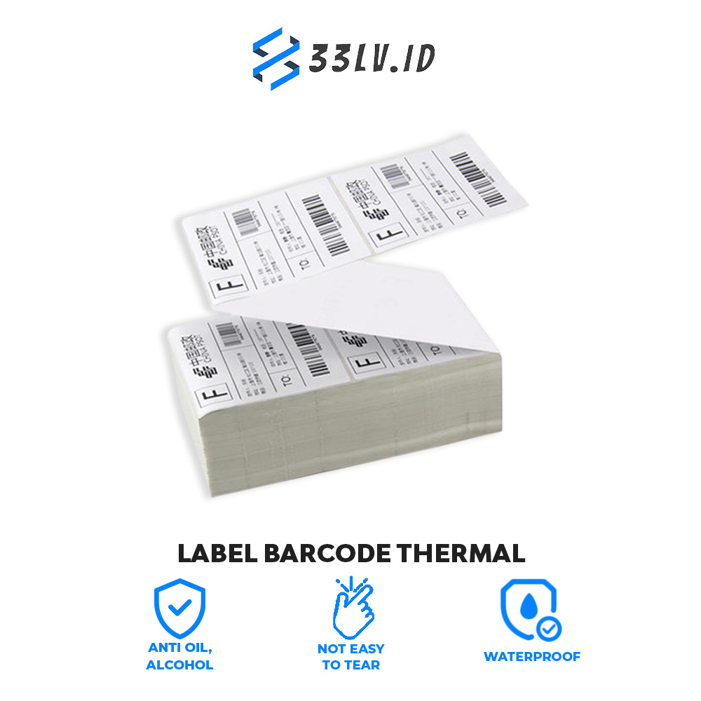 【33LV.ID】LABEL BARCODE DIRECT THERMAL 100x150 ISI 500 LEMBAR/PACK, ISI 20PCK/1KOLI