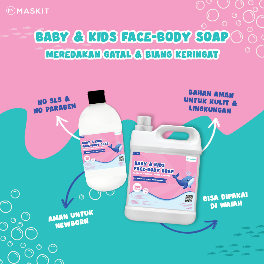 Sabun Bayi Anti Biang Keringat Baby Kids Face Body Wash Soap Maskit