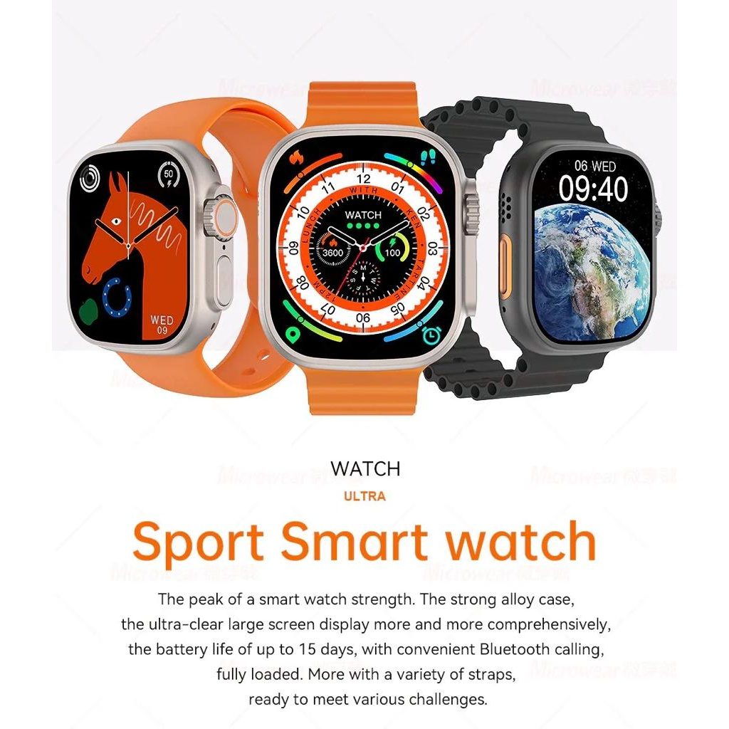 (P) Watch Ultra Sport Smart Watch IP68 Waterproof Bluetooth Call Body Temperature Men's ECG NFC