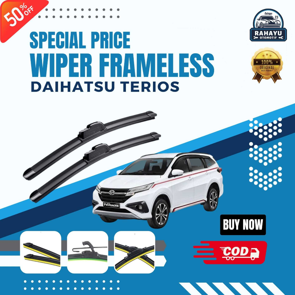 ( BERGARANSI ) Wiper Mobil Frameless Daihatsu Terios Sepasang Isi 2 Pcs Kanan Kiri | Wiper Kaca Mobi