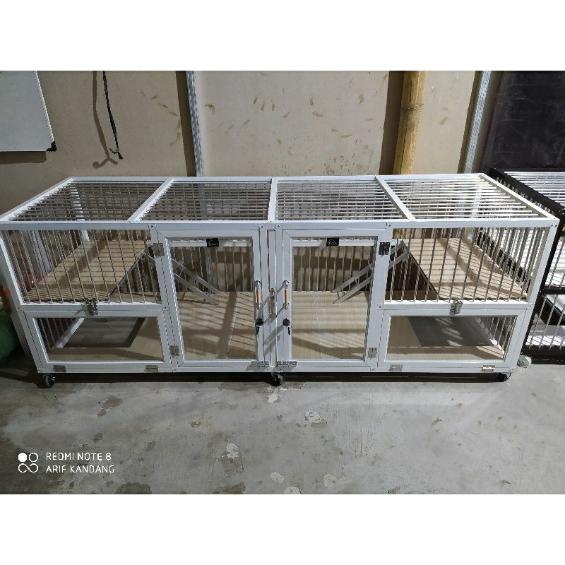 kandang kucing aluminium 2 kamar memanjang