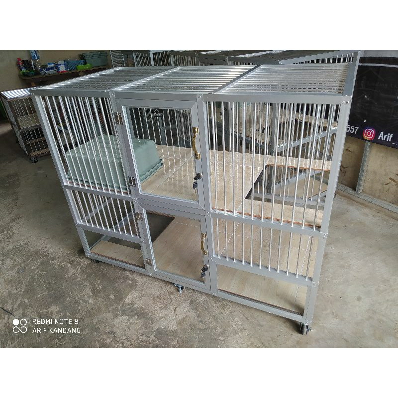 kandang kucing aluminium 2kamar panjang