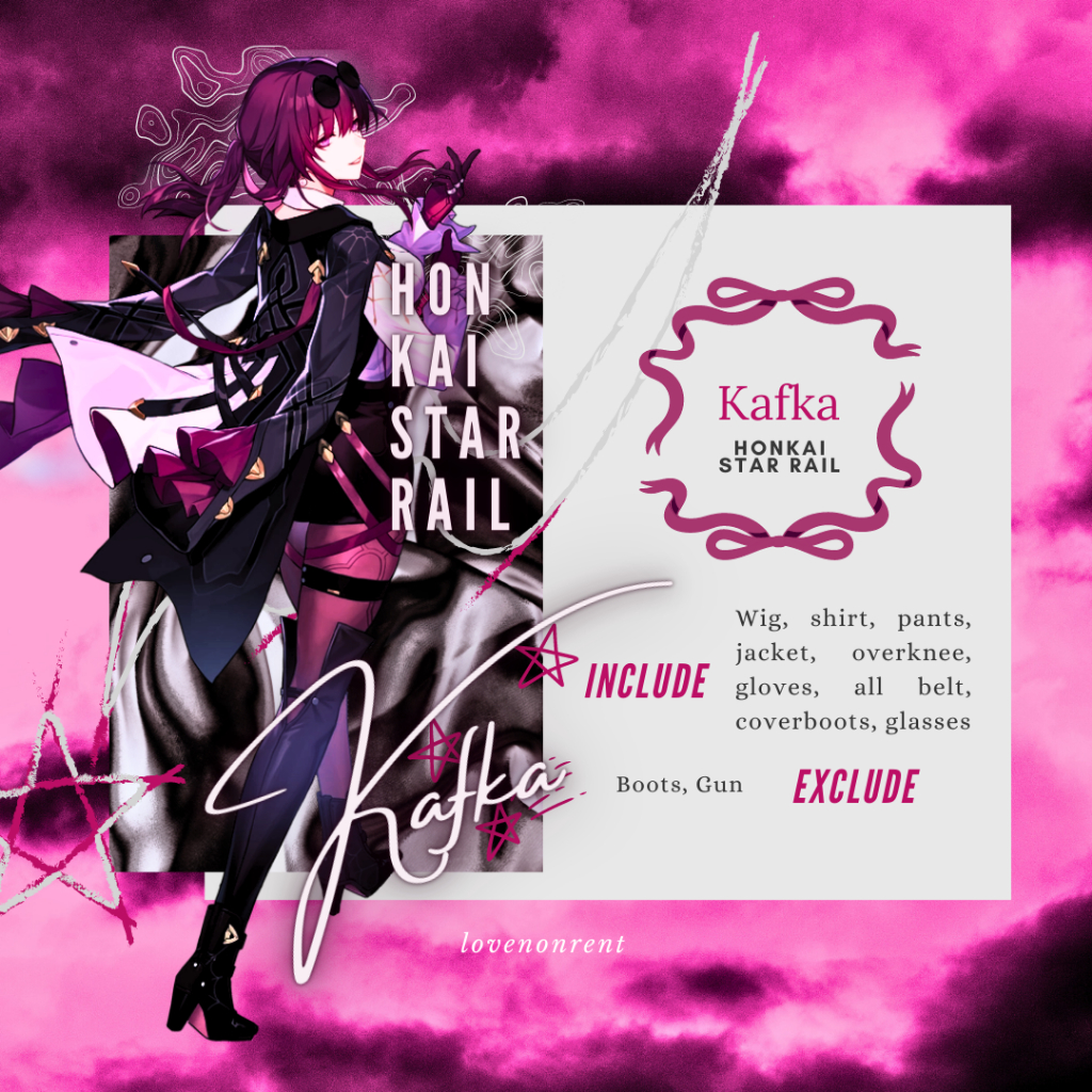 Honkai Star Rail Kafka Costume Cosplay Rental Fullset (Kostum Cosplay Honkai Star Rail Kafka Sewa Fu