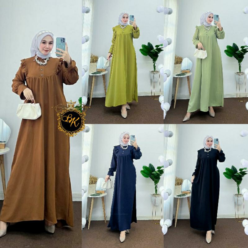 Terbaru Gamis Cringkel Jumbo Ld 120 |Gamis Cringkel Jumbo Ld 120 | Longdress Cringkel Jumbo Terbaru 