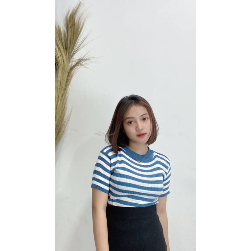 Blouse Rajut Salur | Atasan wanita korean style Import