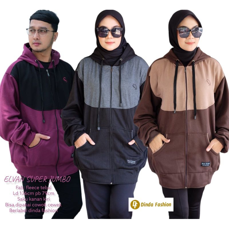 jaket unisex pria wanita JUMBO LD130 fleece hoodie lembut tebal recommended