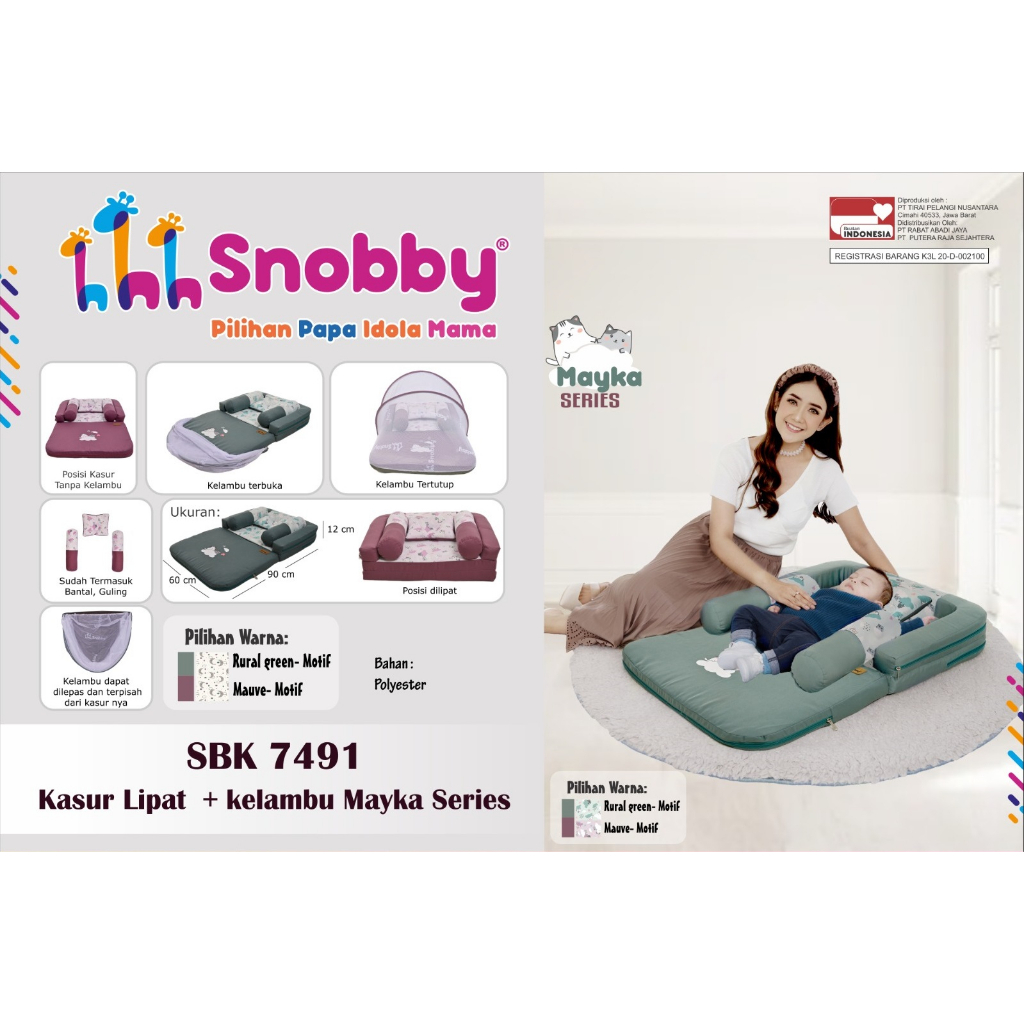 [3 kg] Snobby Kasur Bayi Lipat  + Kelambu Print Mayka Series - SBK 7491