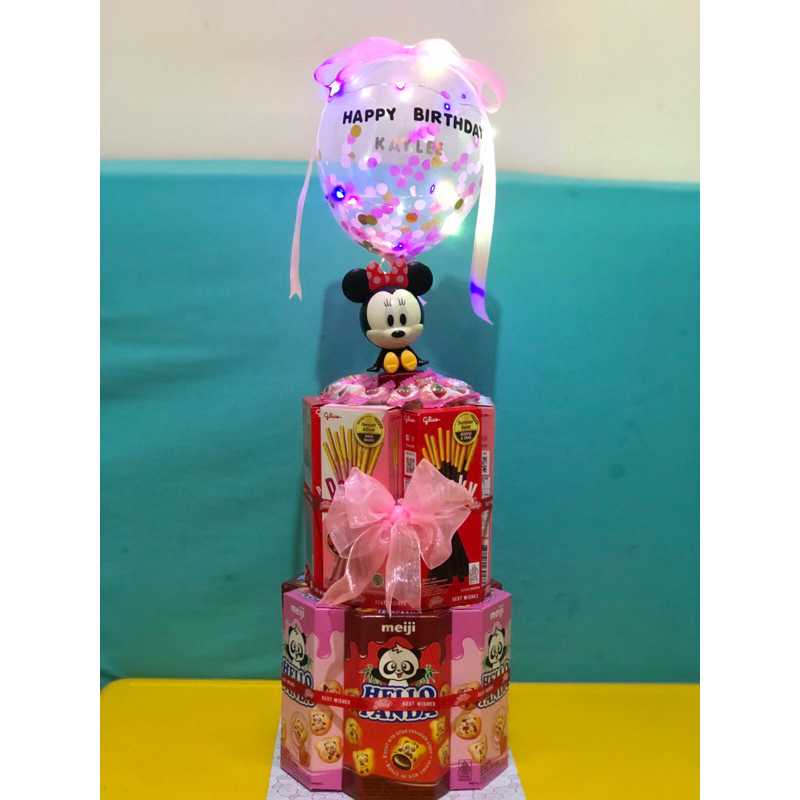 

snack tower ulang tahun balon boneka lampu