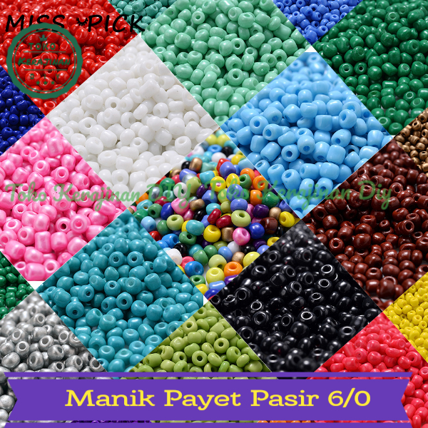 Mote Manik Payet Pasir 6/0 4mm Bahan Kerajinan Menjahit Dan Meronce