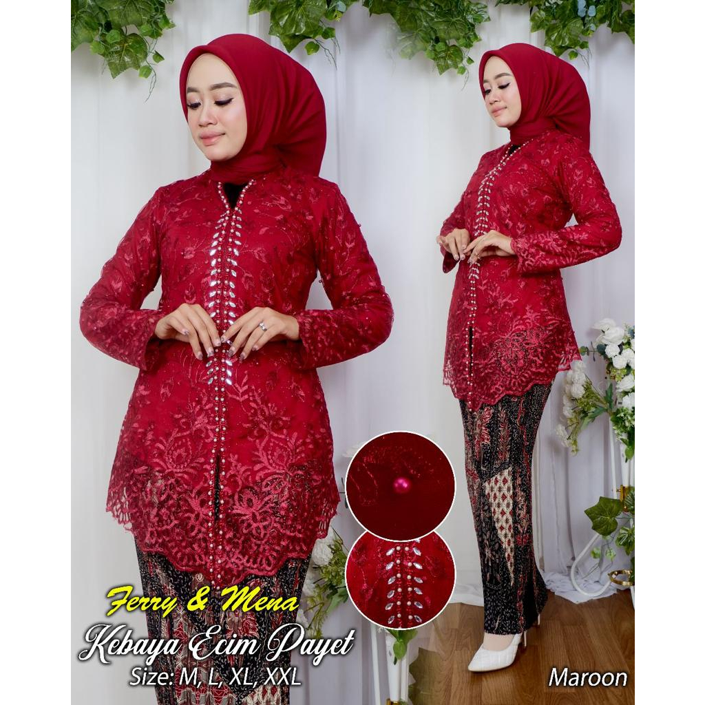 Tunik kebaya tille encim payet | Kebaya modern | Kebaya pesta | Baju outfit pesta pernikahan tunangan modis dan cantik